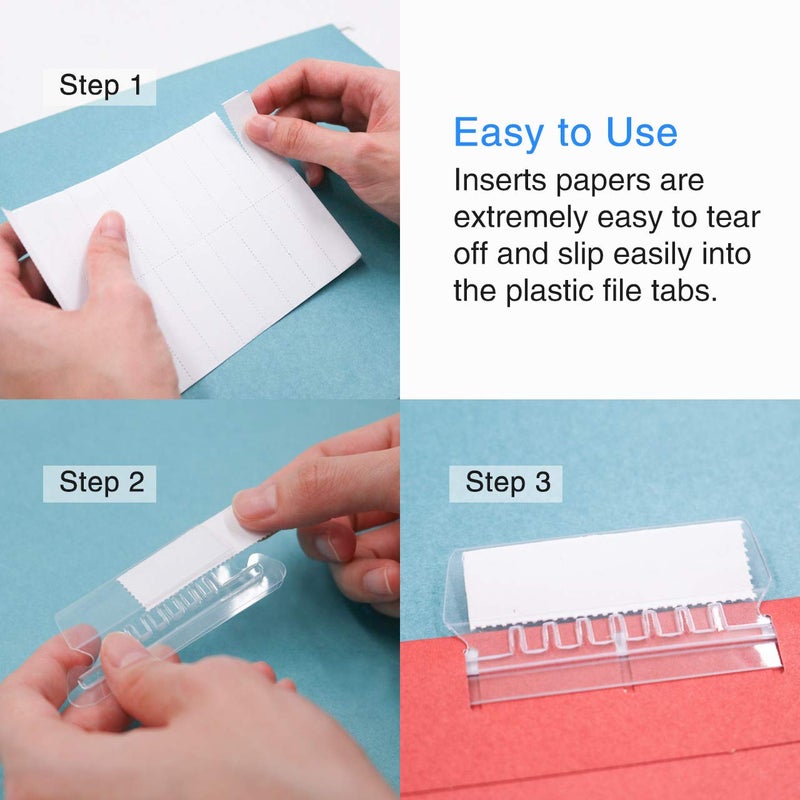 JIKIOU 210pcs Hanging File Folder Tabs and 210pcs Blank 2inch Inserts per Pack for Quick Identification of Hanging Files, Easy to Read, Clear - Image 2